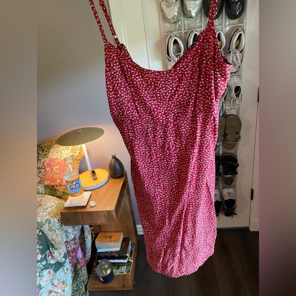 Red floral brandy Melville dress, medium
